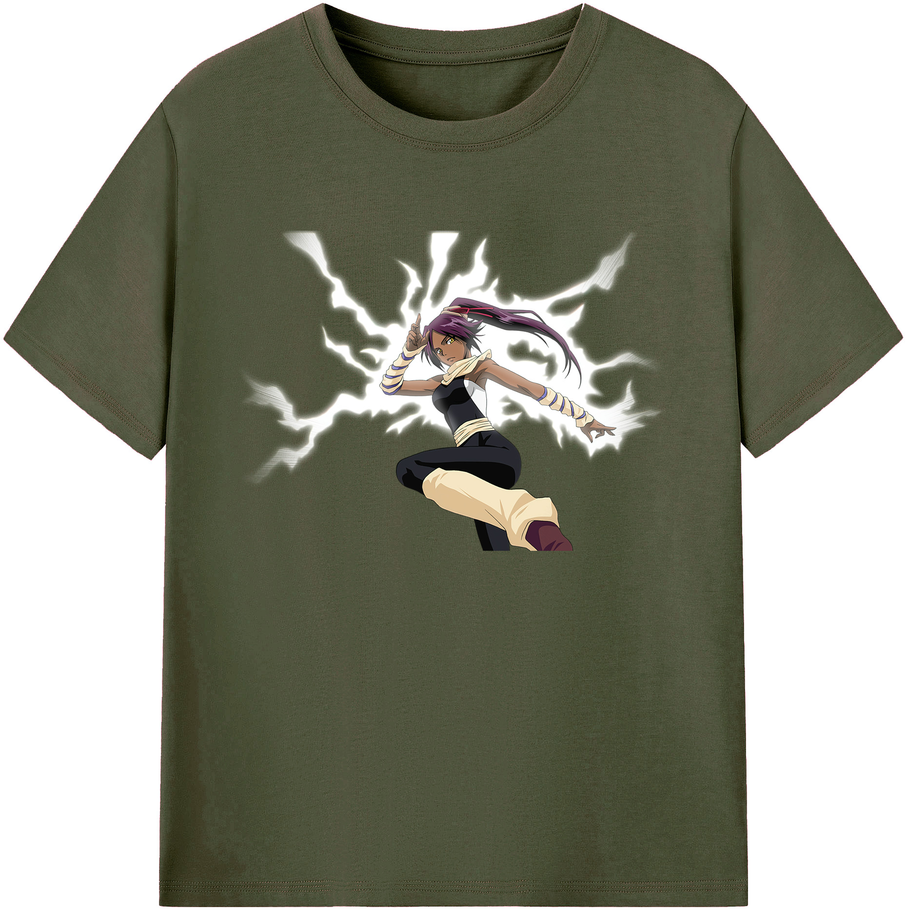 （画像用） ブリーチ 四楓院 夜一（しほういん よるいち） BLEACH Shihouin Yoruichi 綿100％ メンズ半袖Tシャツ｜肌触りやわらか＆通気性